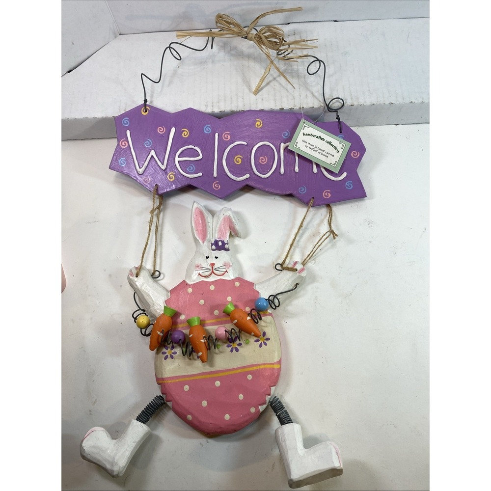 Welcome Easter Bunny Sign - Easter Eggs‎ Resin With Spring Legs new with tags